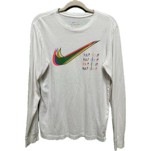 Nike Long Sleeve Graphic Tee Multicolor Swoosh “Just Do It” Men’s Size Small - Picture 1 of 6